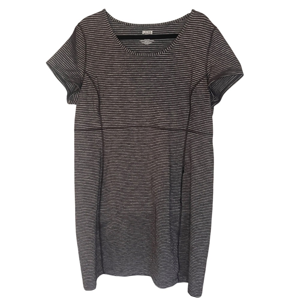 Duluth Trading Co NoGA Womens XL Grey Striped Active Dress Short Sleeve Outdoors